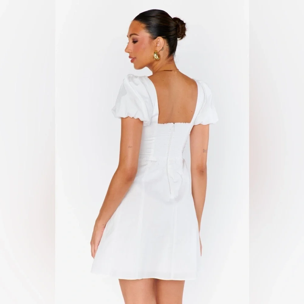NWOT Show Me Your Mumu Mia Dress in white with butterfly stitch size Small
